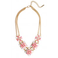 Rosie Pink Opal Flower Bouquet Necklace